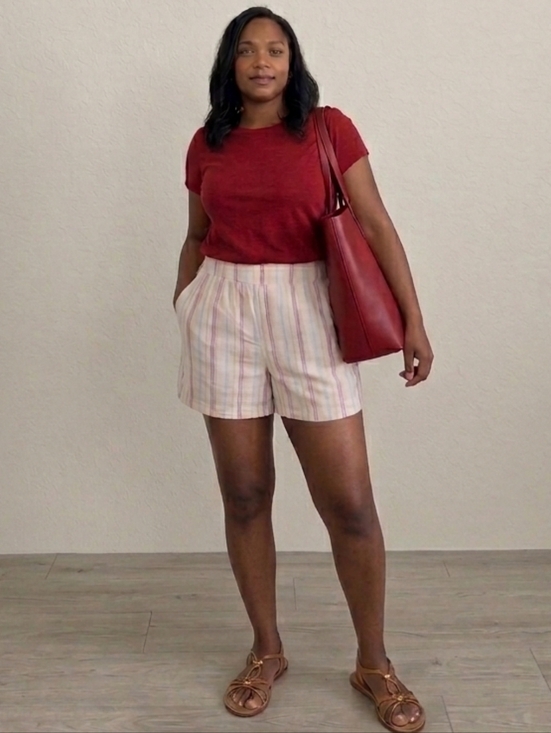 GAP Pants - GAP Women's Striped Shorts Cream, Red, Blue And Yellow. Size L. NWT Linen Blend